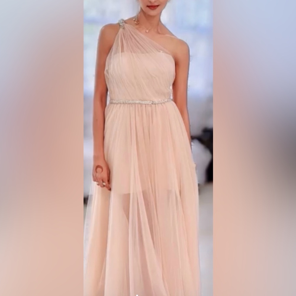 Mark Zunino one-shoulder dress, draped tulle w/ crystal waist & strap. Prom. 13 - Picture 2 of 16